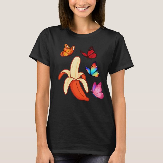Artistic Banana with Butterflies T Shirt (Framsida)