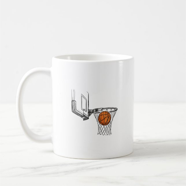 Artistic basketball ceramic mug, ideal sports gift kaffemugg (Vänster)