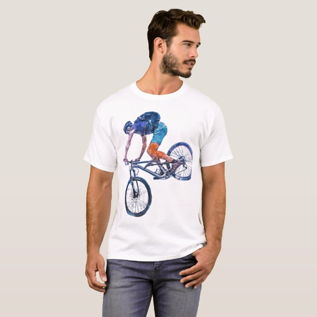 Artistic Bear on Bicycle Graphic T-Shirt - Fun  (Hel framsida)