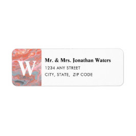 Artistic Boho Coral Marble Return Address Label Returadress Etikett