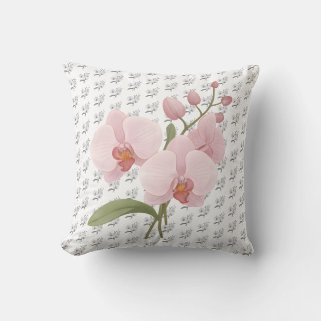 Artistic Botanical Orchid Flower Accent Kudde (Framsida)
