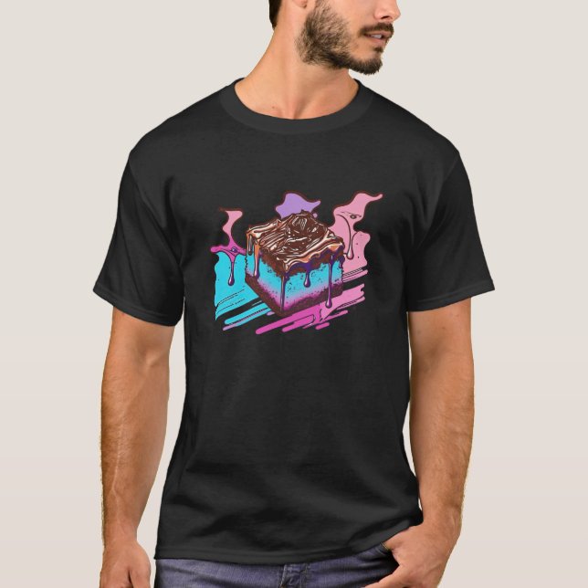 Artistic Brownies Retrowave Meets Pastel Vaporwave T Shirt (Framsida)