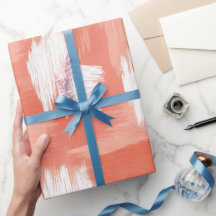 Artistic Brush Stroke Coral Peach Abstract Pattern