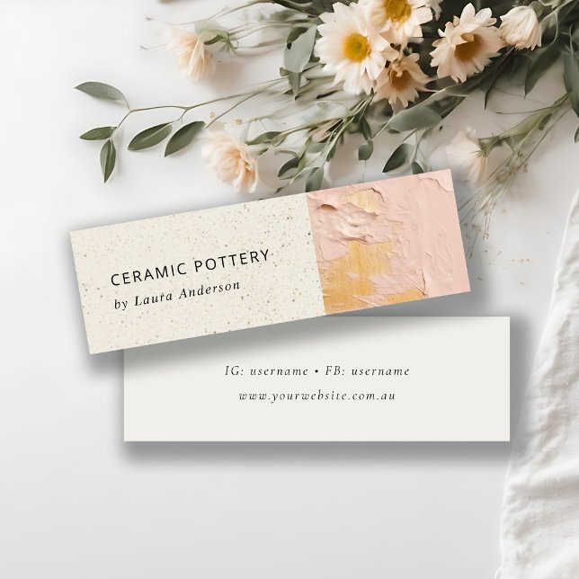 Artistic Bush Pink Gold Oil Paint Ceramic Texture Mini Visitkort (Skapare uppladdad)