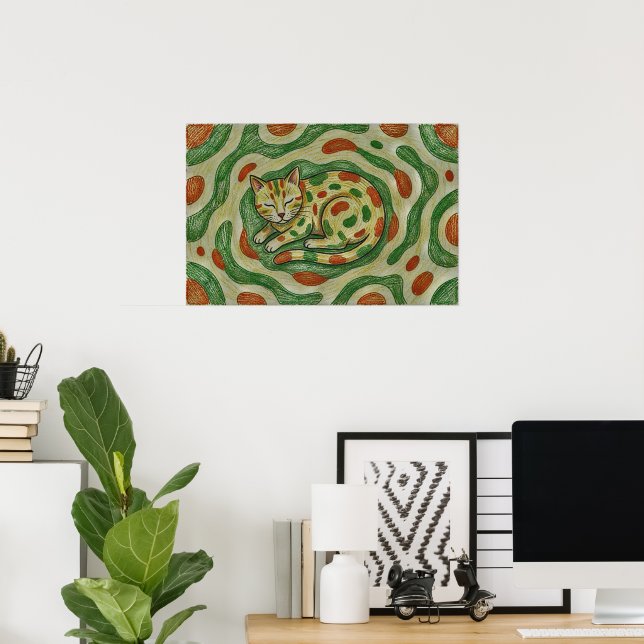 Artistic Calico Cat Camouflage Abstract Pattern Poster (Hemmakontoret)