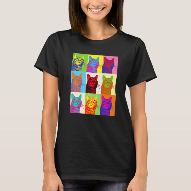 Artistic Cat 1960s Pop Cat Cat T Shirt (Framsida)
