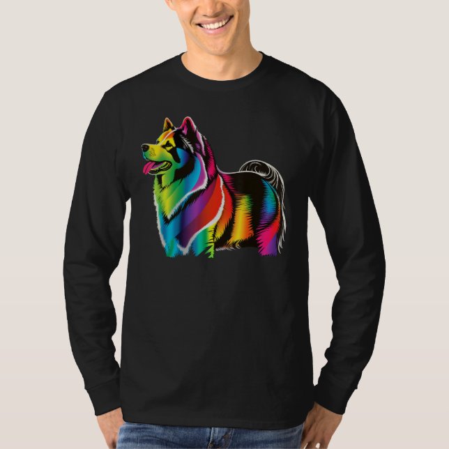 Artistic Colorful Pop Art painted Alaskan Malamute T Shirt (Framsida)