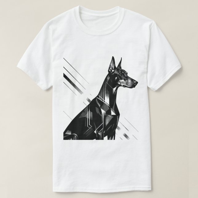 Artistic Doberman Pinscher & Watercolor German She T Shirt (Design framsida)