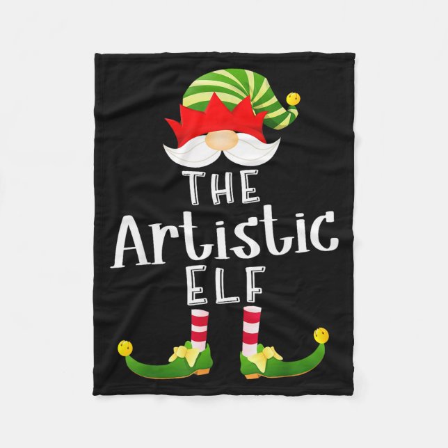 Artistic Elf Group Christmas Funny Pajama Party  Fleecefilt (Framsidan)