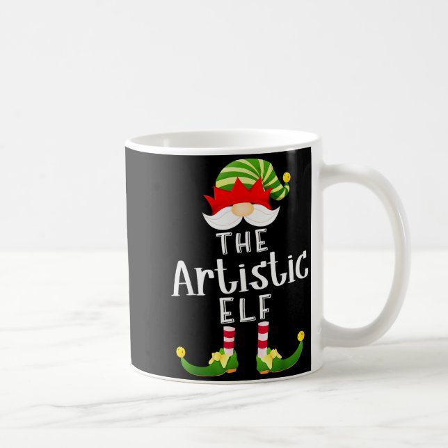 Artistic Elf Group Christmas Funny Pajama Party  Kaffemugg (Höger)