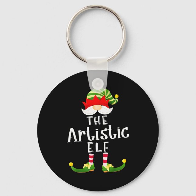 Artistic Elf Group Christmas Funny Pajama Party  Nyckelring (Framsida)