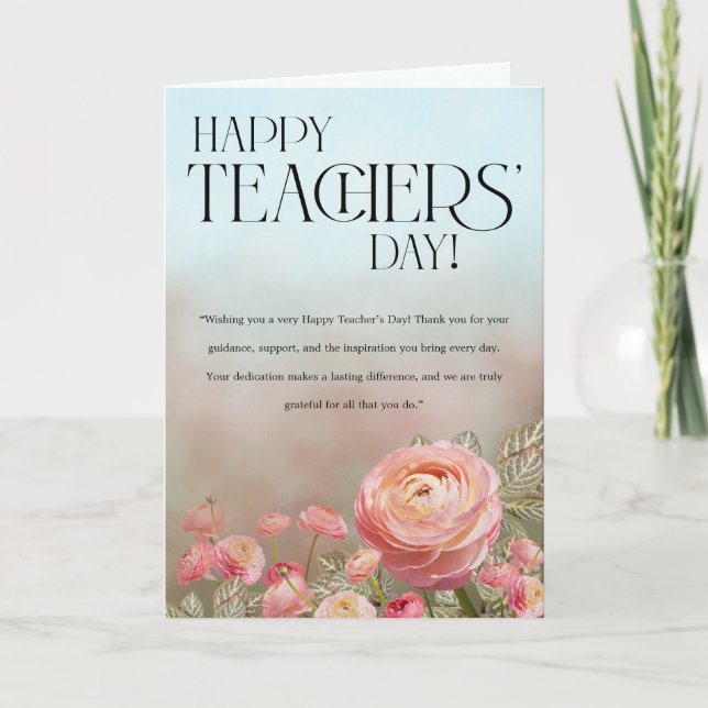 Artistic Floral Teacher’s Day Card Kort (Framsida)