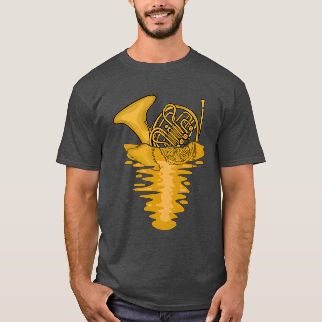Artistic French Horn Marching Band Men French Horn T Shirt (Framsida)