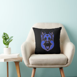 Artistic German Shepherd Blue & Black Design Kudde