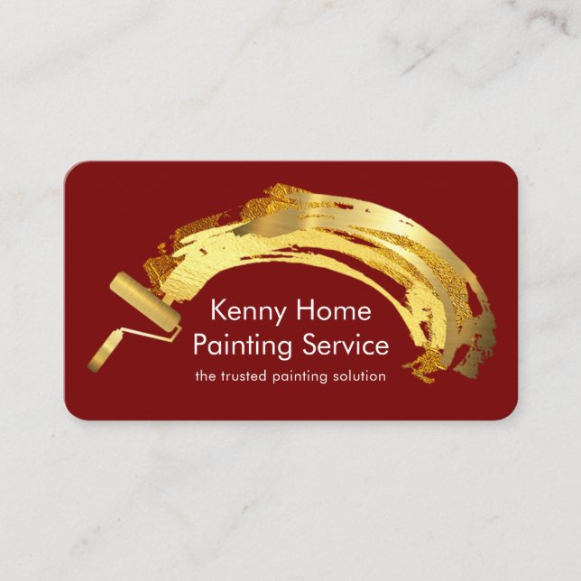 Artistic Gold Brush Paint Splatter  Visitkort (Framsida)