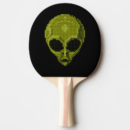 Artistic Green Alien Head on Black Background Pingisracket