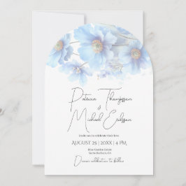 Artistic Handwritten Blue Himalayan Poppy Wedding  Inbjudningar