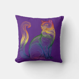 Artistic Home Decor Vibrant Swirl Cat  Kudde