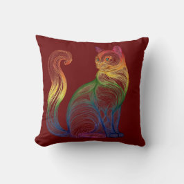 Artistic Home Decor Vibrant Swirl Cat  Kudde