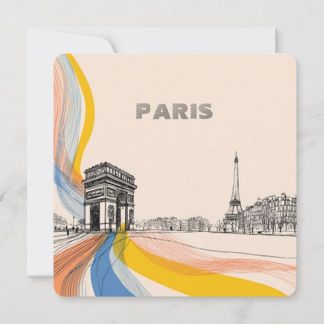 artistic illustration of iconic paris landmarks julkort (Framsida)