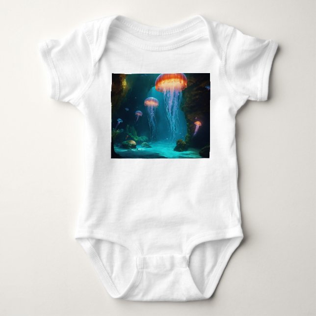 Artistic Jellyfish T-Shirt - Ethereal Glow on Dark (Framsida)