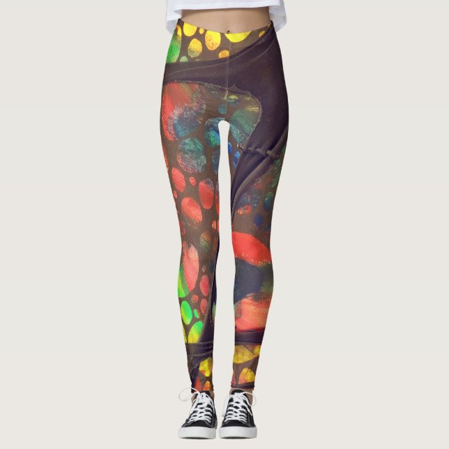 Artistic painting and collage legging pants (Framsida)