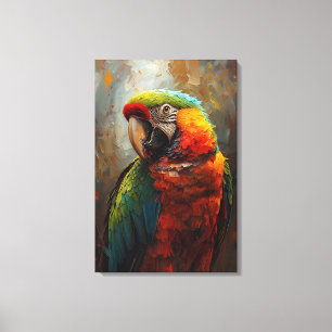 Artistic Parrot Porträtt - Vibrant Oljemålning Canvastryck