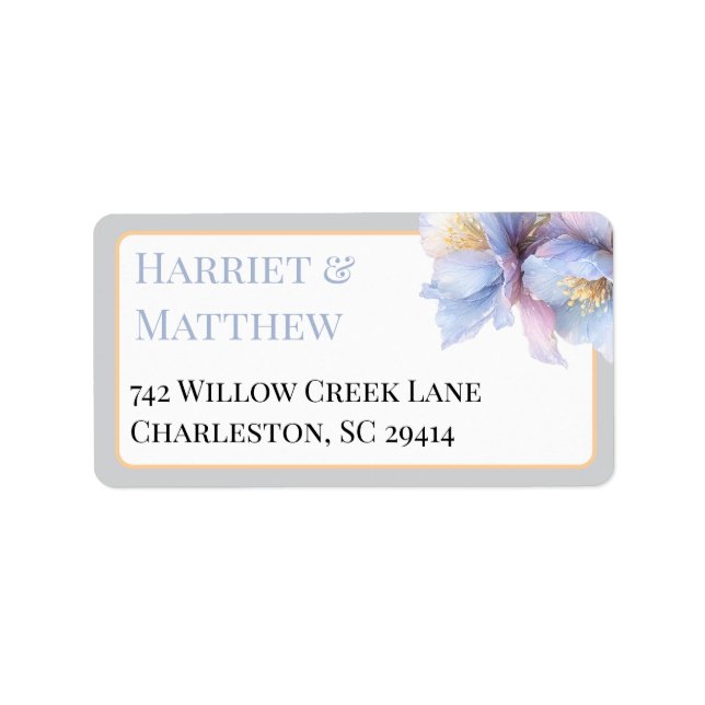 Artistic Pastel Botanical Florals Wedding Adressetikett (Framsidan)