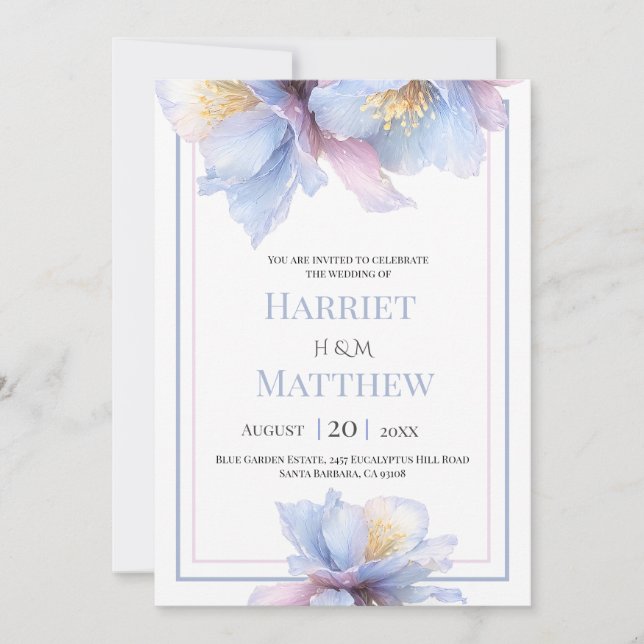 Artistic Pastel Botanical Florals Wedding Inbjudningar (Framsida)