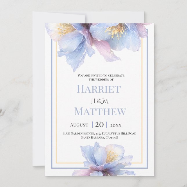 Artistic Pastel Botanical Florals Wedding Inbjudningar (Framsida)