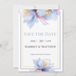 Artistic Pastel Botanical Florals Wedding Spara Datumet
