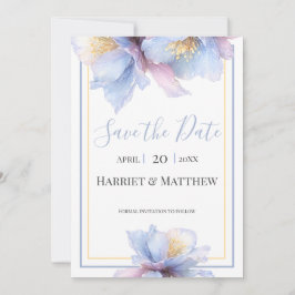 Artistic Pastel Botanical Florals Wedding Spara Datumet