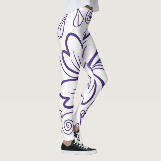 Artistic Purple Floral Mandala Swirl Leggings - Mo
