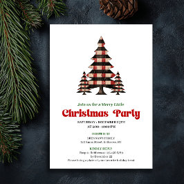Artistic Red Black Plaid Christmas Tree Invite Inbjudningar