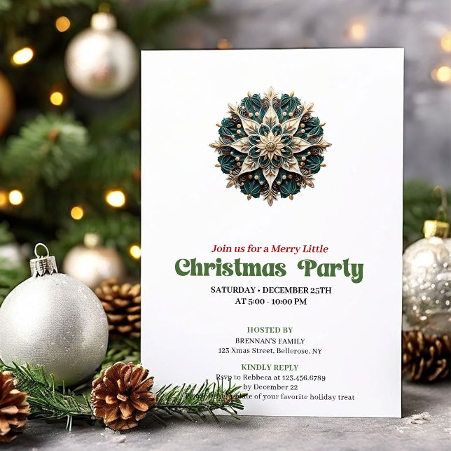 Artistic retro Christmas snowflake party invites Inbjudningar (Artistic retro Christmas angel party invitation

)