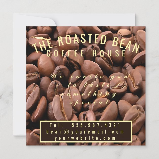 Artistic Roasted Coffee Beans Business Card Inbjudningar (Framsida)