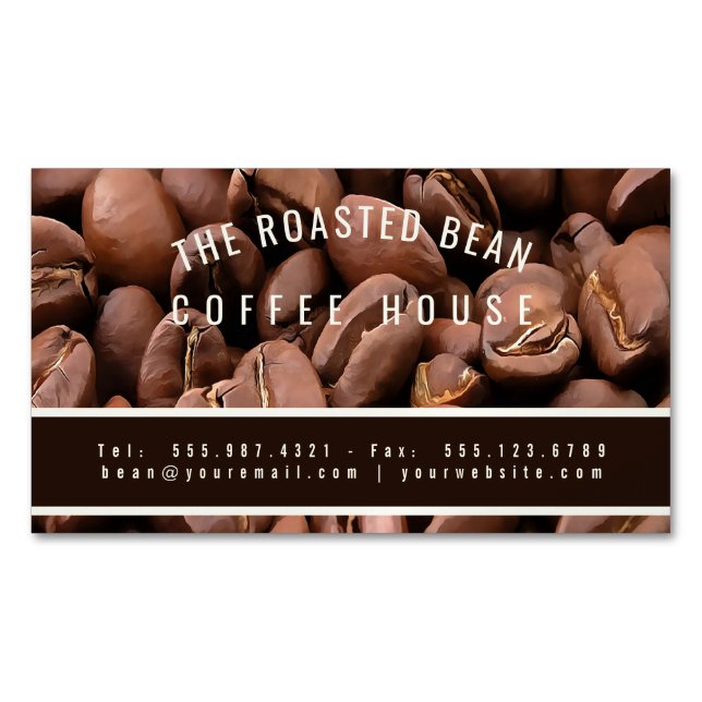 Artistic Roasted Coffee Beans Business Card Magnetiska Visitkort (Framsida)