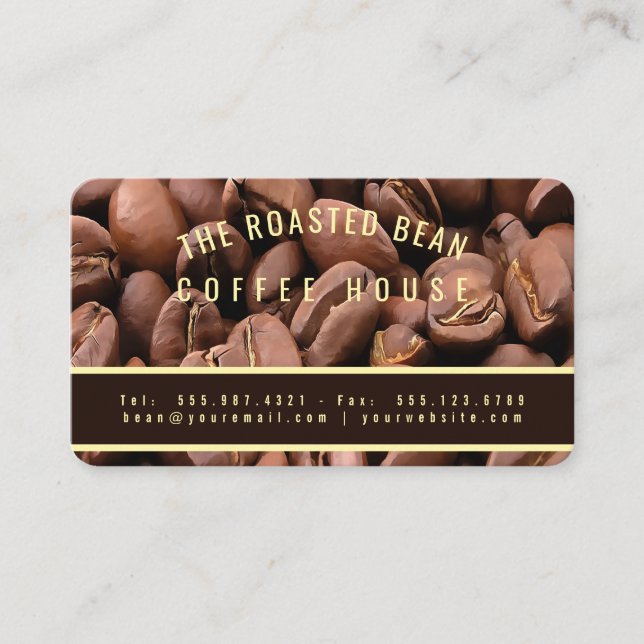 Artistic Roasted Coffee Beans Business Card Visitkort (Framsida)