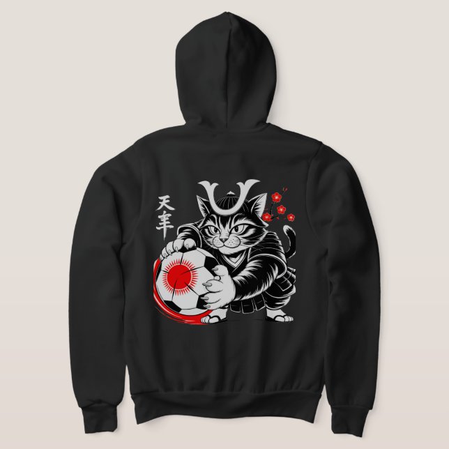 Artistic Samurai Cat Japan Soccer for Football fan T Shirt (Laydown Baksida)