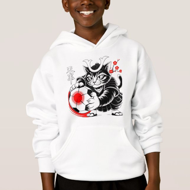 Artistic Samurai Cat Japan Soccer for Football fan T Shirt (Framsida)