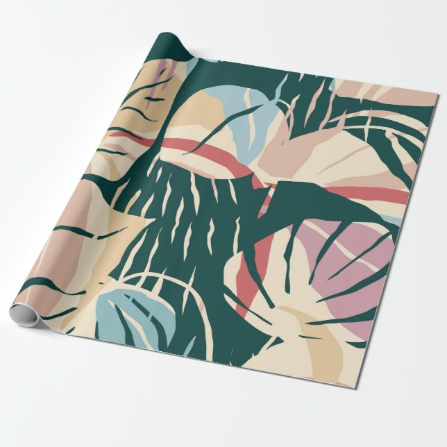 Artistic seamless pattern with abstract leaves. Mo Presentpapper (Utrullad)