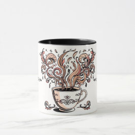 Artistic Swirl Botanical Coffee Cup Illustration M Mugg