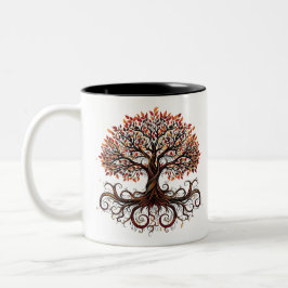 Artistic Tree with Swirling Branches Två-Tonad Mugg