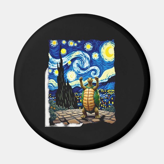 Artistic Turtle Shirt  Starry Night Turtle (1) Magnet (Framsidan)