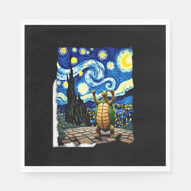 Artistic Turtle Shirt  Starry Night Turtle (1) Pappersservett (Framsidan)