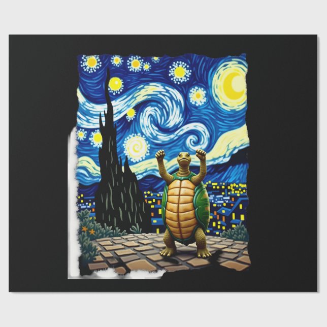 Artistic Turtle Shirt  Starry Night Turtle (1) Presentpapper (Platt)