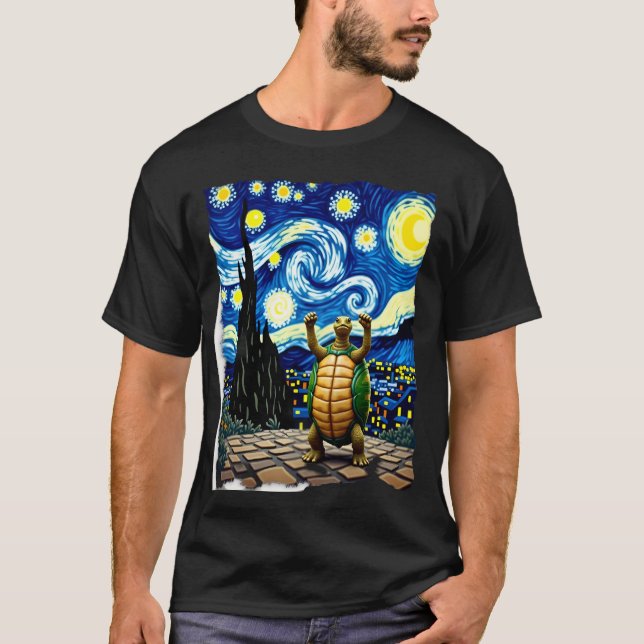 Artistic Turtle Shirt  Starry Night Turtle (1) T (Framsida)