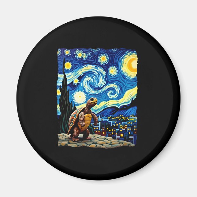 Artistic Turtle Shirt  Starry Night Turtle (2) Magnet (Framsidan)