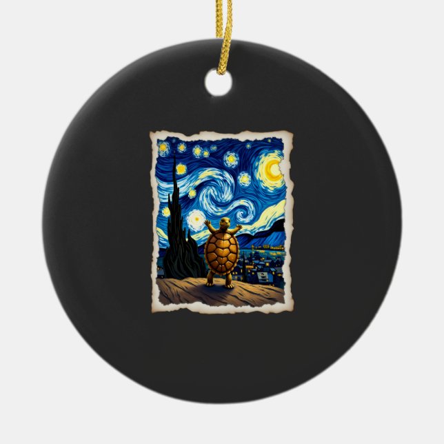 Artistic Turtle Shirt  Starry Night Turtle (3) Julgransprydnad Keramik (Framsidan)