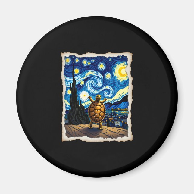 Artistic Turtle Shirt  Starry Night Turtle (3) Magnet (Framsidan)